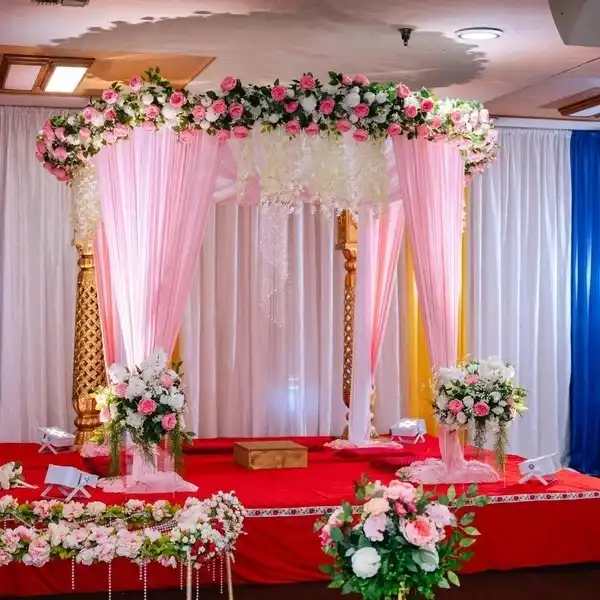 Floral Draped Mandap With Stage